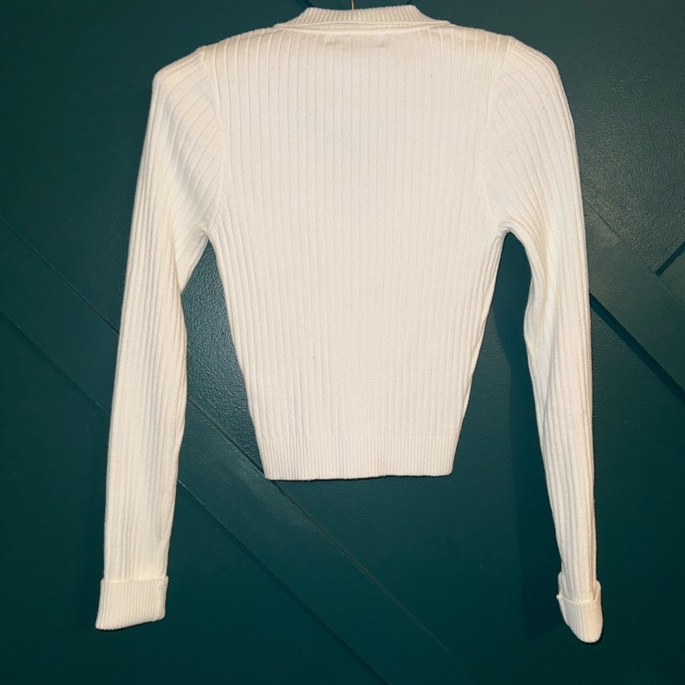 Lulus White Ribbed Collared Knit Cardigan - Picture 5 of 5